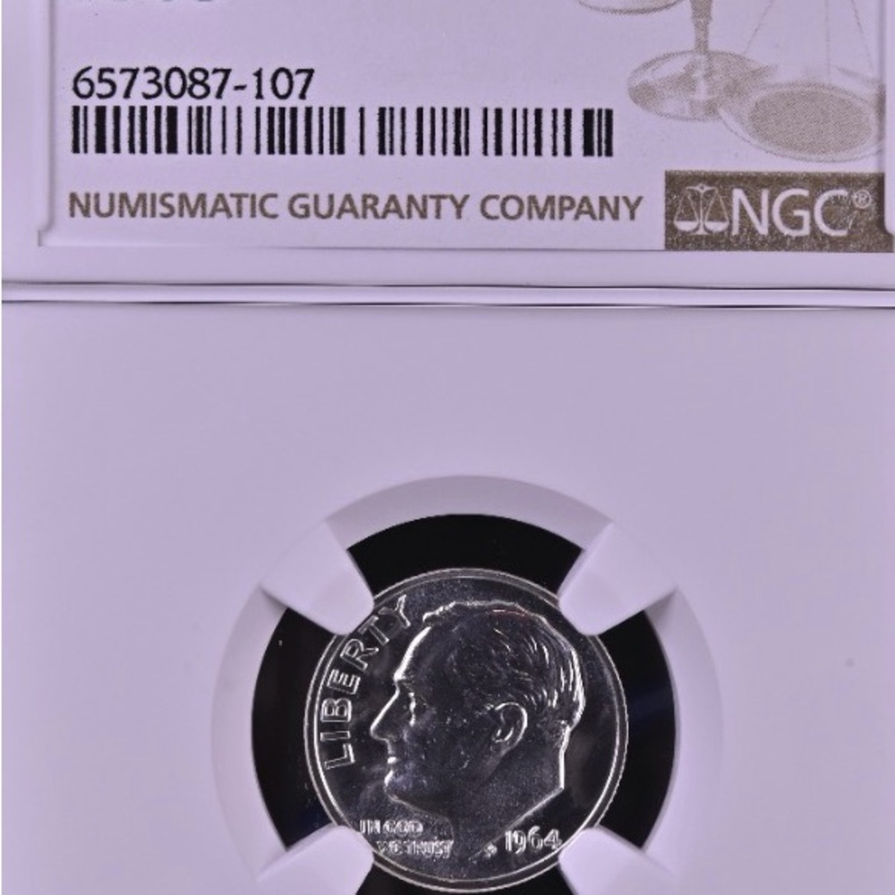 1964 Silver Graded Dime with Errors - Picture 3 of 4